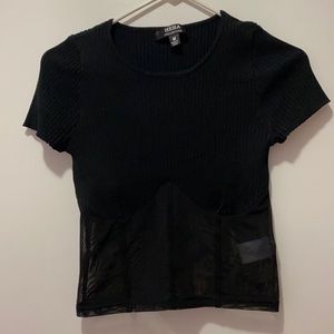 Black mesh crop top